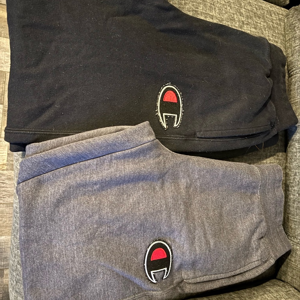 Champion Men’s Black and Gray Sweatpants. 2 pair.  Gently used in good condition